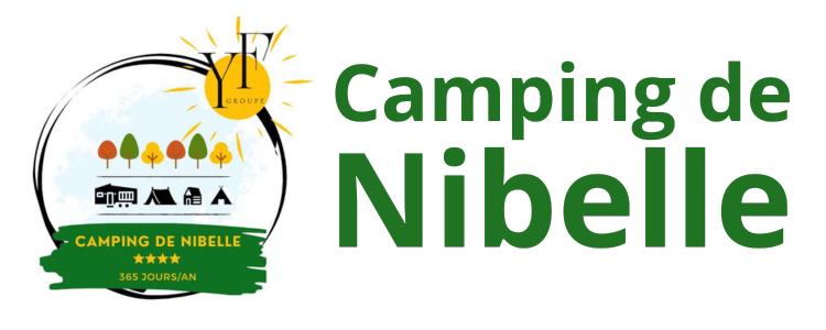Logo du camping avec le titre du camping (Camping de Nibelle) à coté